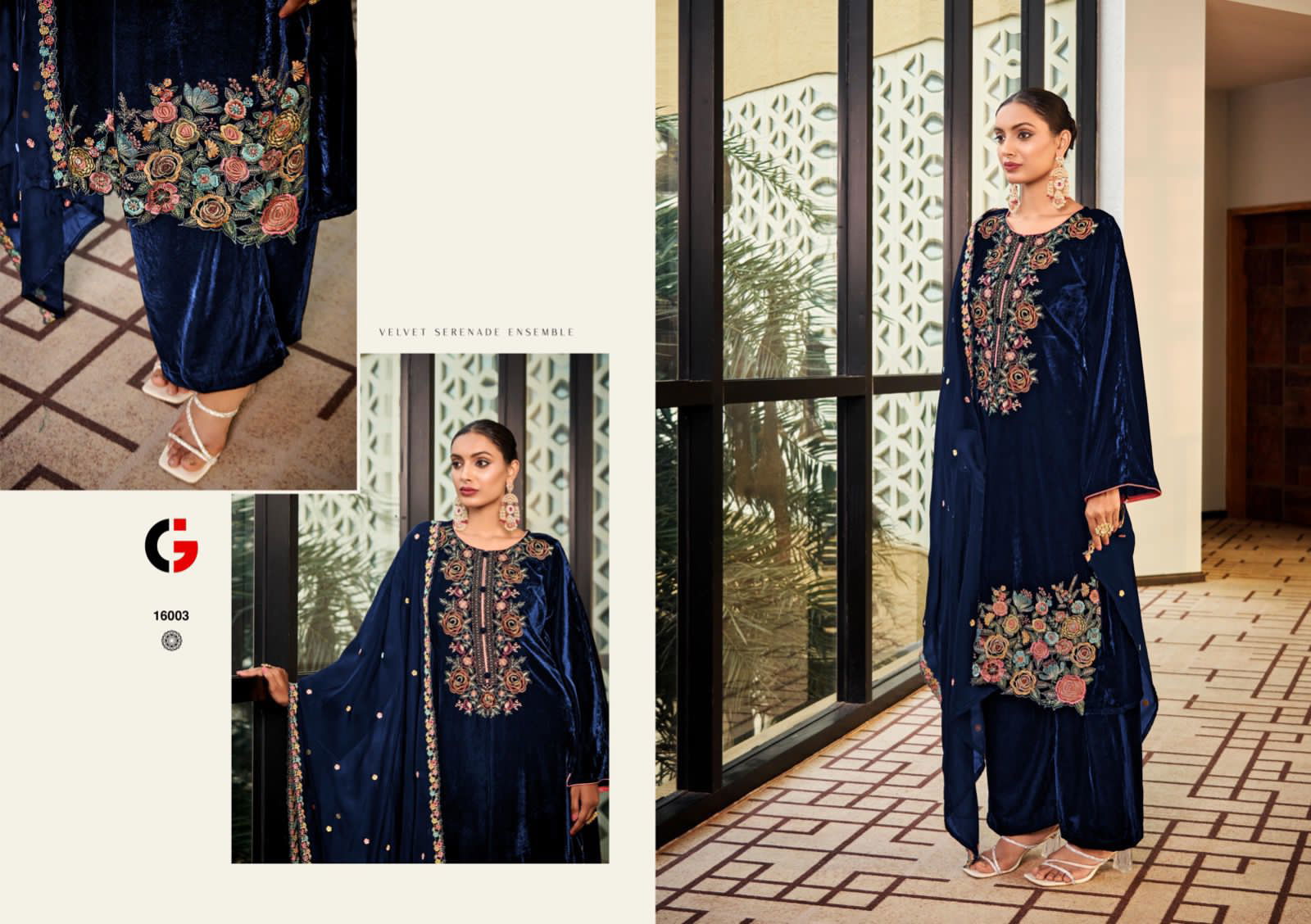 Gull Jee Ek Noor Embroidered Valvet  Designer Salwar Suits
